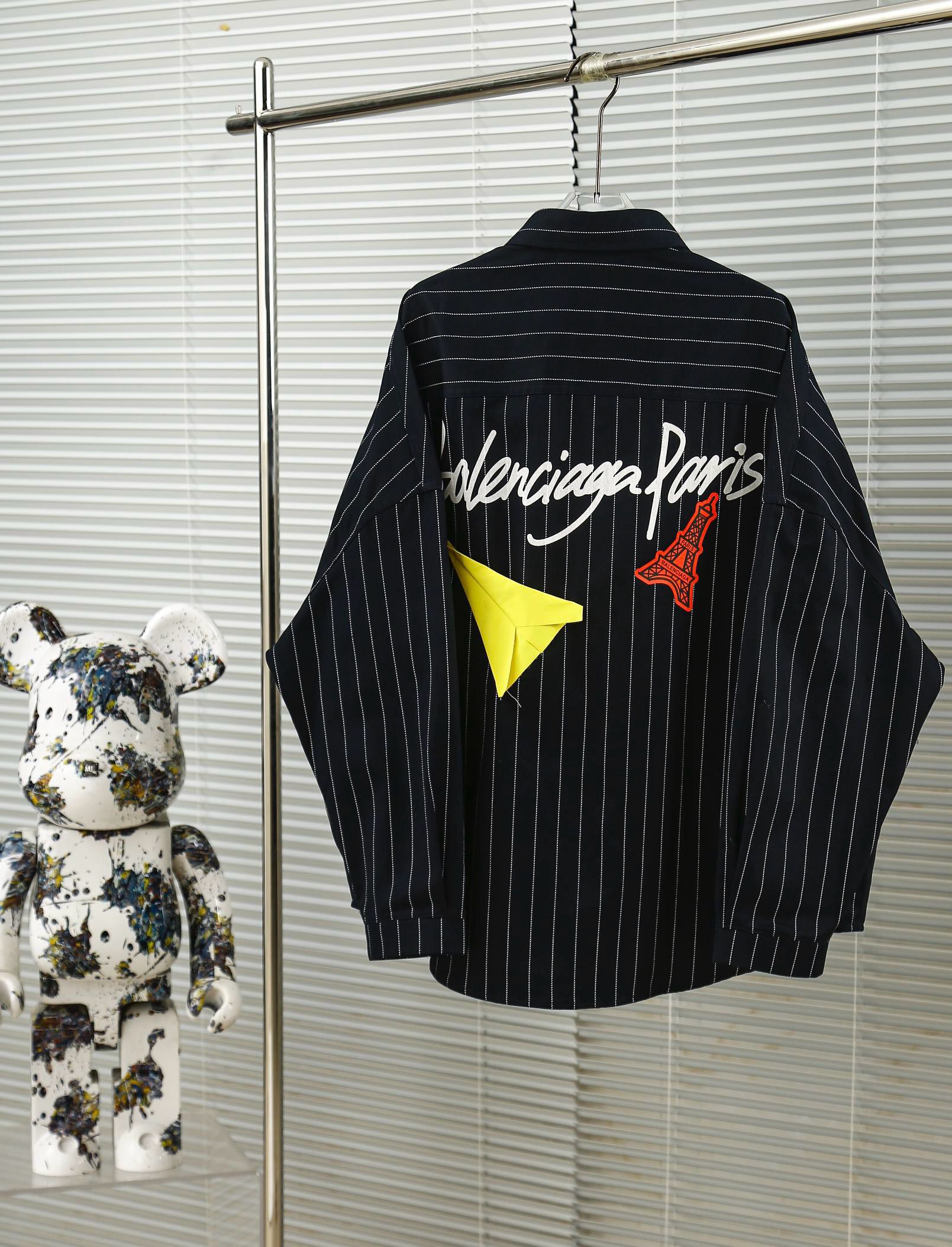 1:1 Top version new vertical strip bat sleeve 3D paper airplane shirt jacket