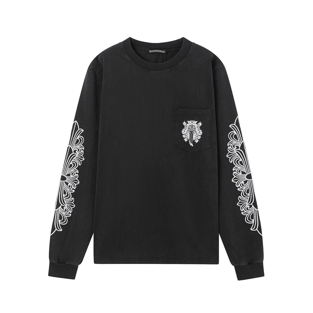 1:1 Top version black with white printing long sleeve