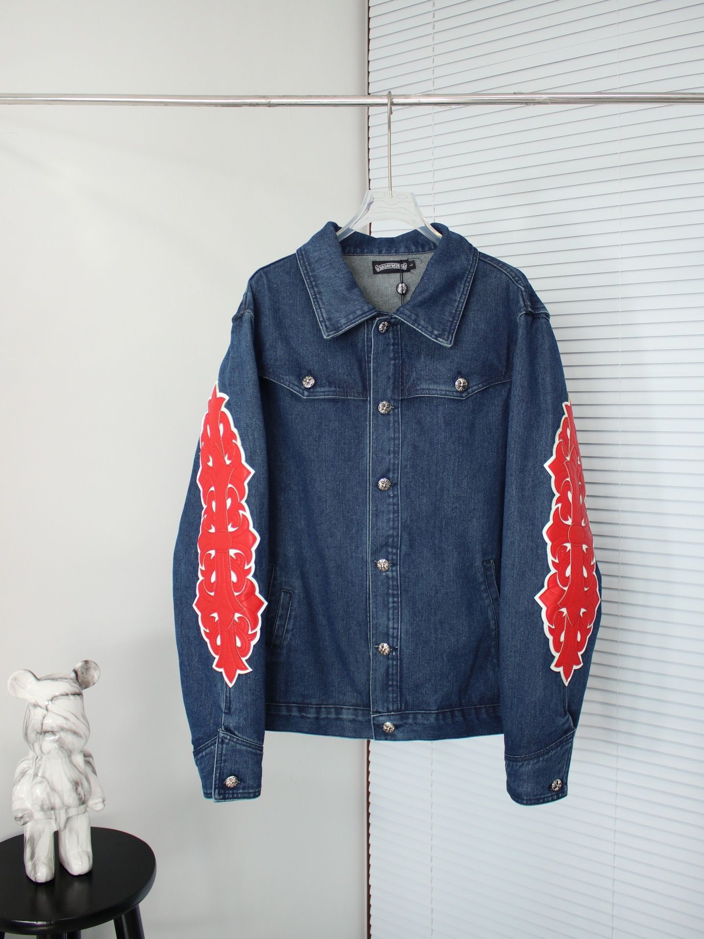 1:1 Version new style blue with red logo denim jacket