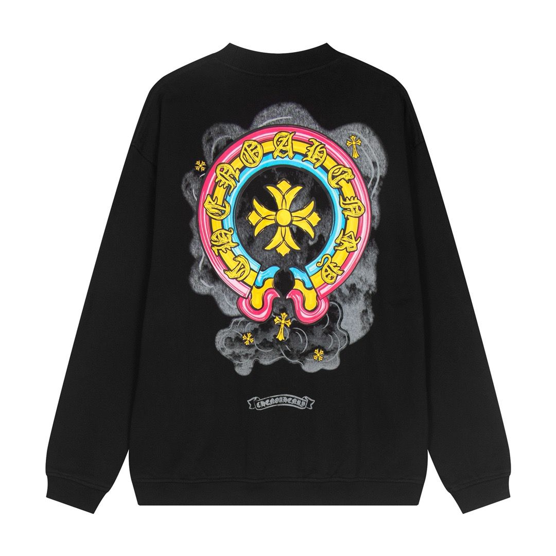1:1 Latest basic color with colorful logo crewneck long sleeve