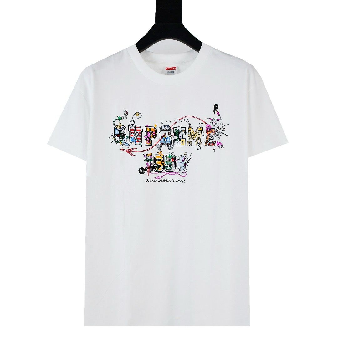 1:1 Top version new cartoon letter print tshirt