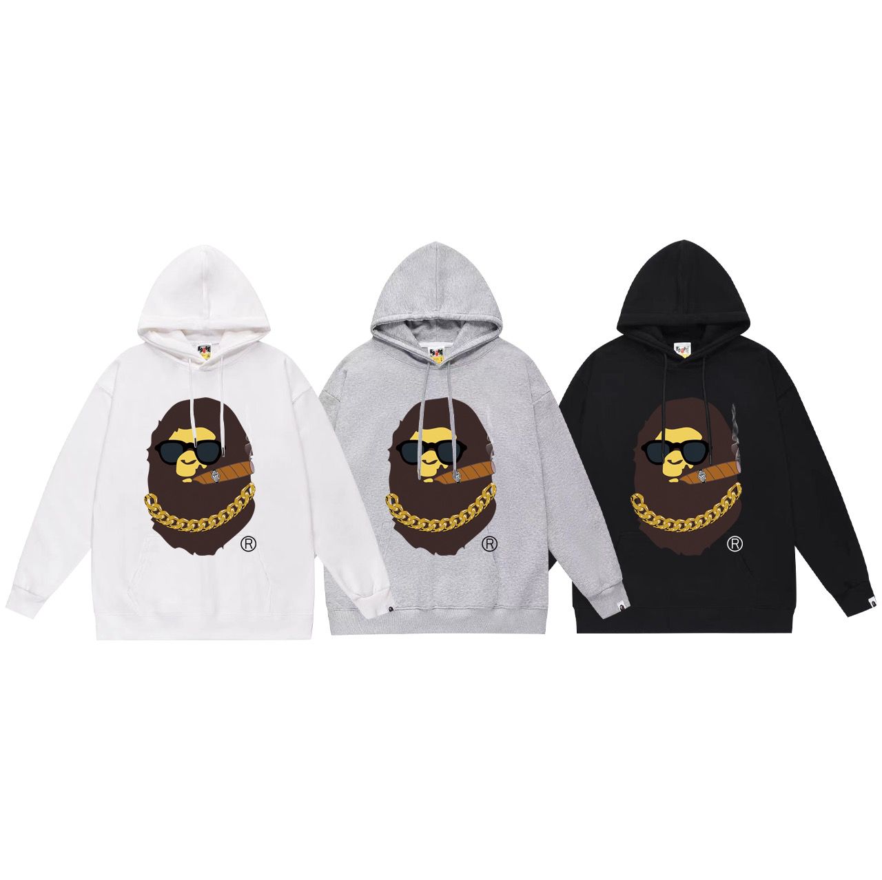 New style with brown apeman head wearing glasses hoodie