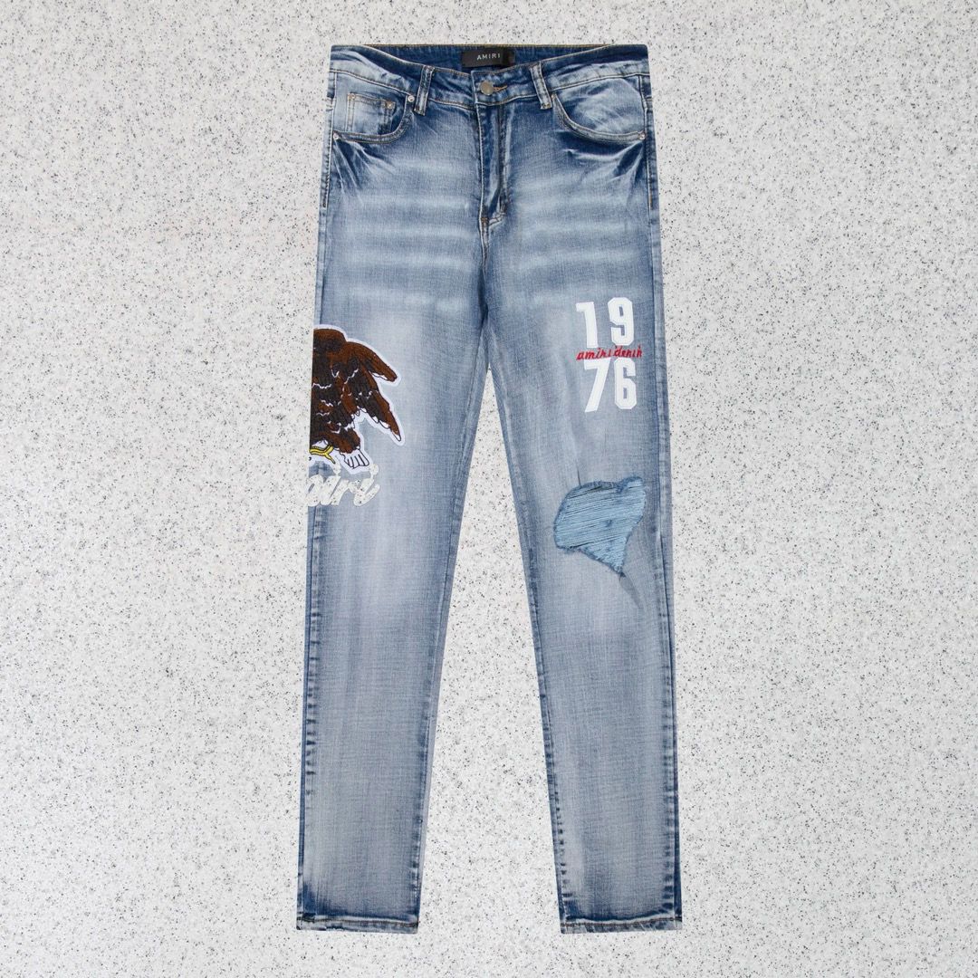 1:1 Version new letter patch embroidery explosive jeans