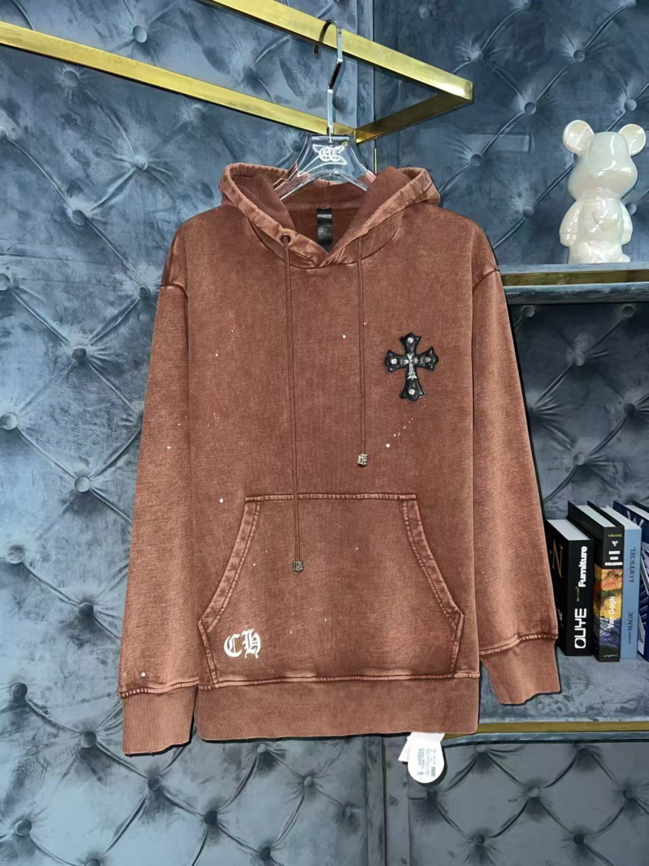 1:1 Top version new washing brown color hoodie
