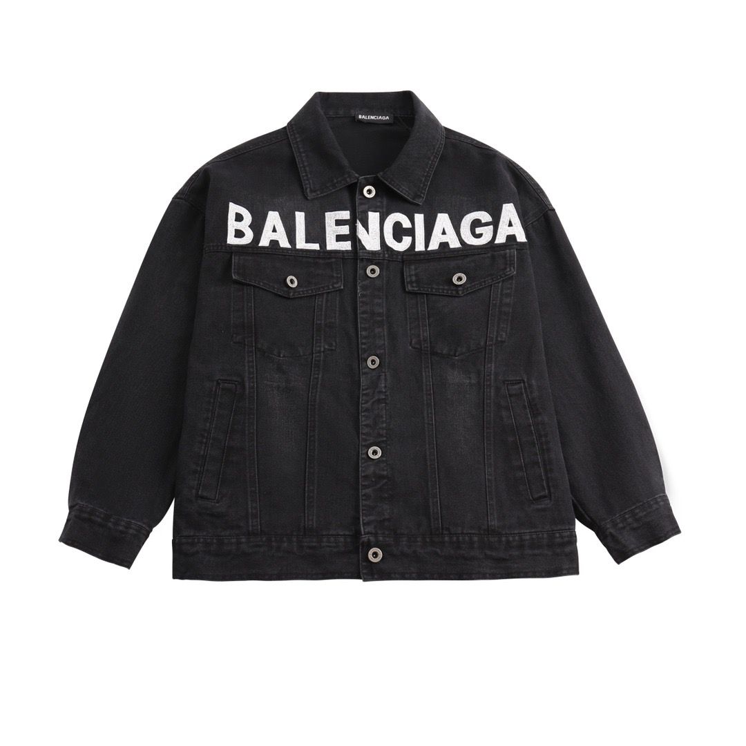 1:1 Top version new style blue black denim jacket