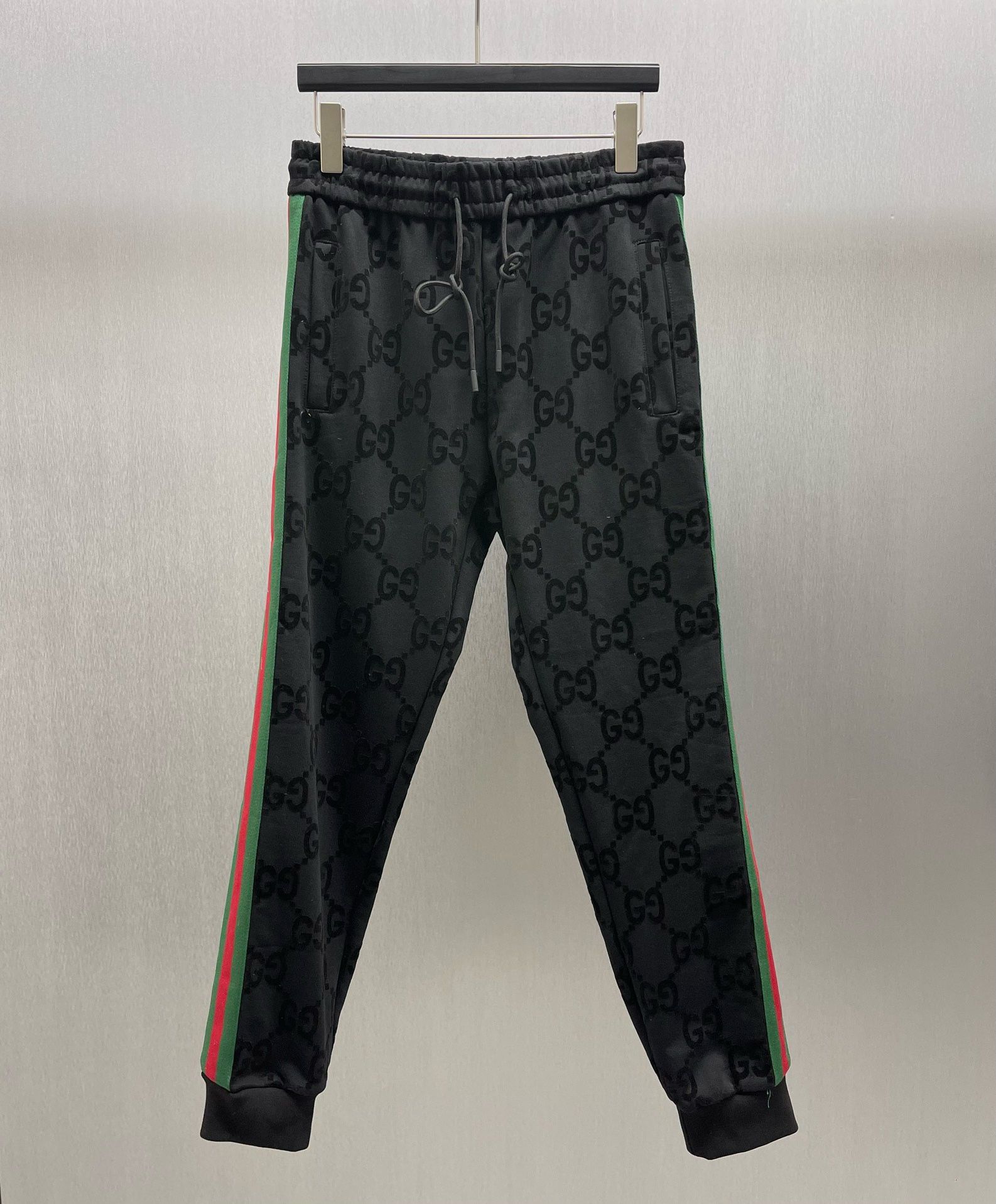 1:1 Top version decorated ribbon flocking double G pattern pant