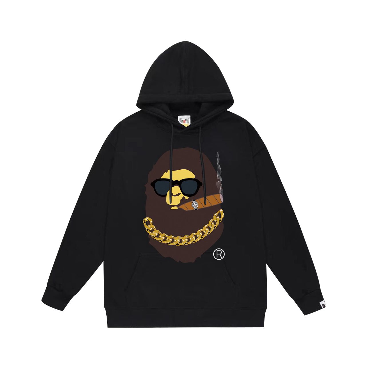New style with brown apeman head wearing glasses hoodie