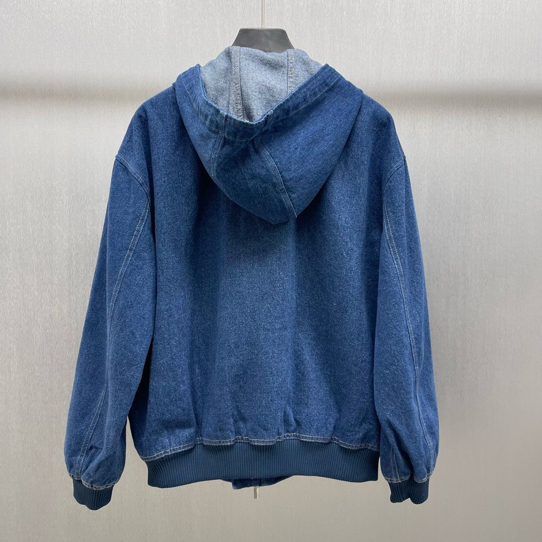 1:1 Top version blue cottonn denim hoodied jacket
