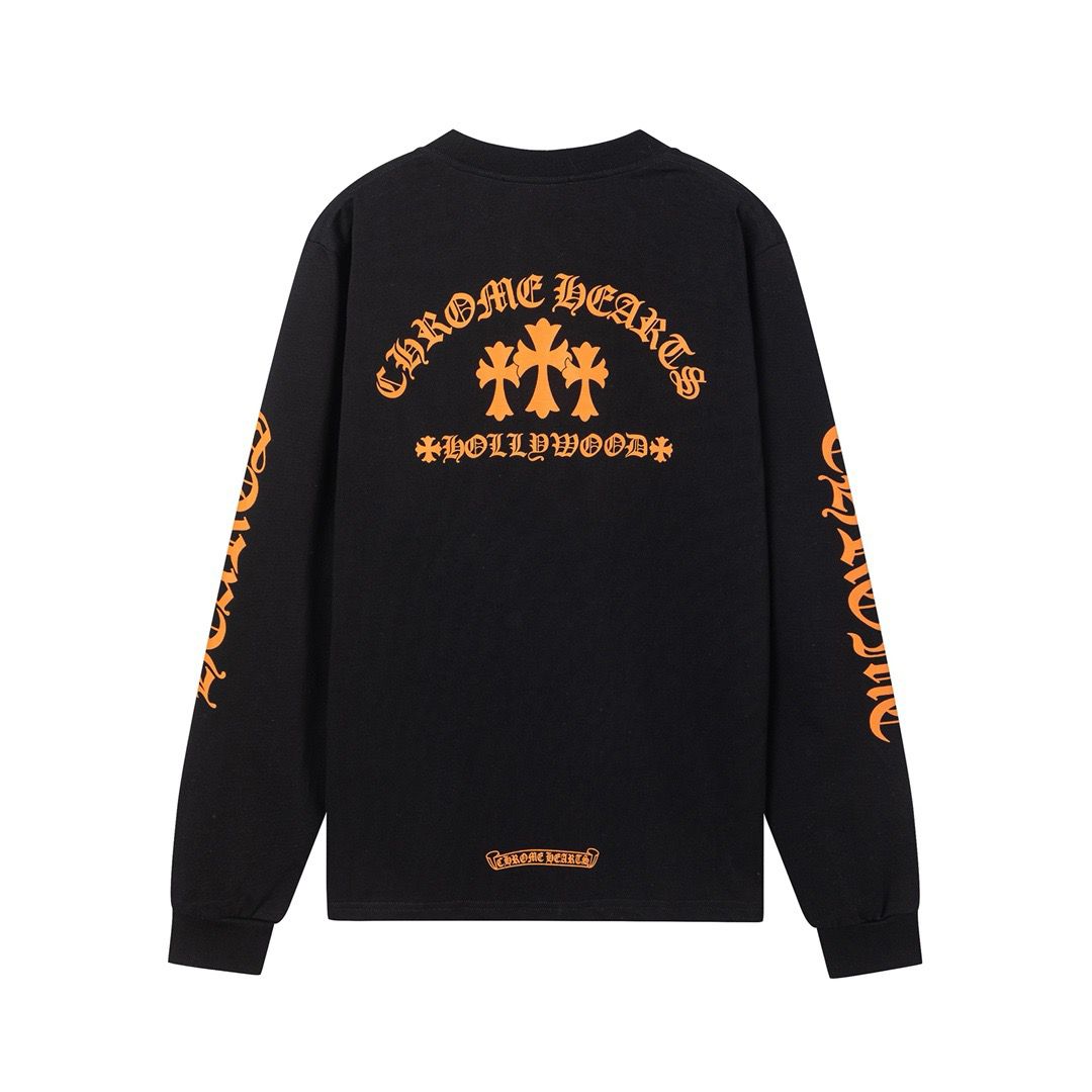 1:1 Top version black with orange print long sleeve