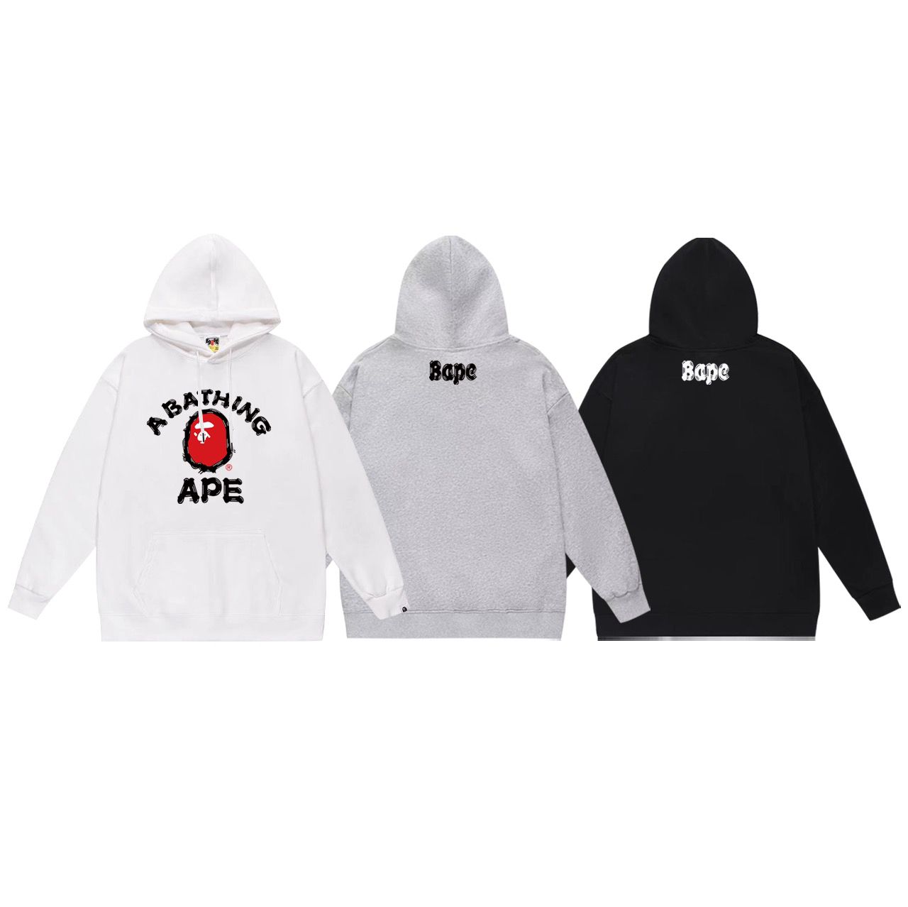 New basic color with red apeman head printing hoodie