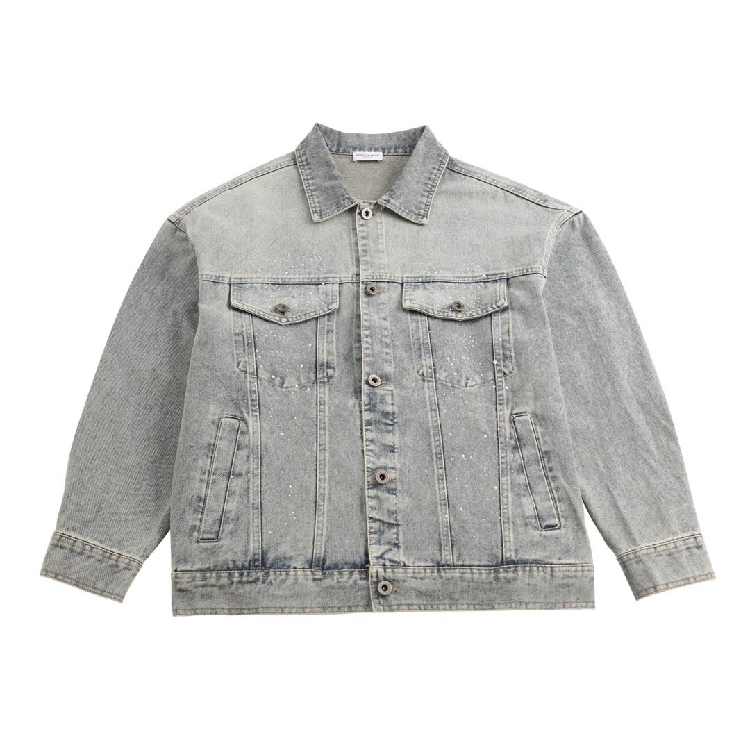 1:1 top version light blue denim jacket