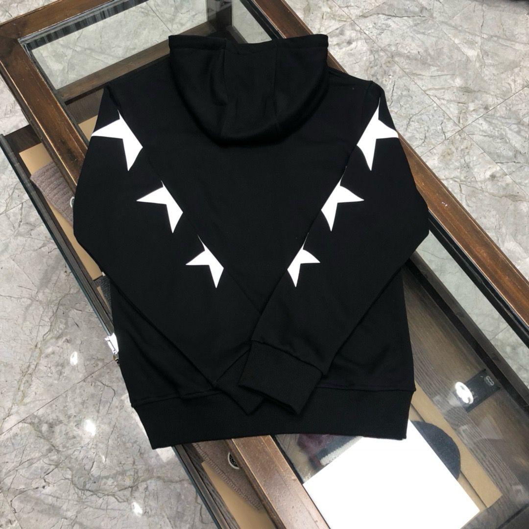 1:1 Version black with white stars print hoodie