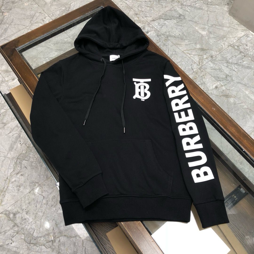 1:1 Version black with white logo on arms hoodie