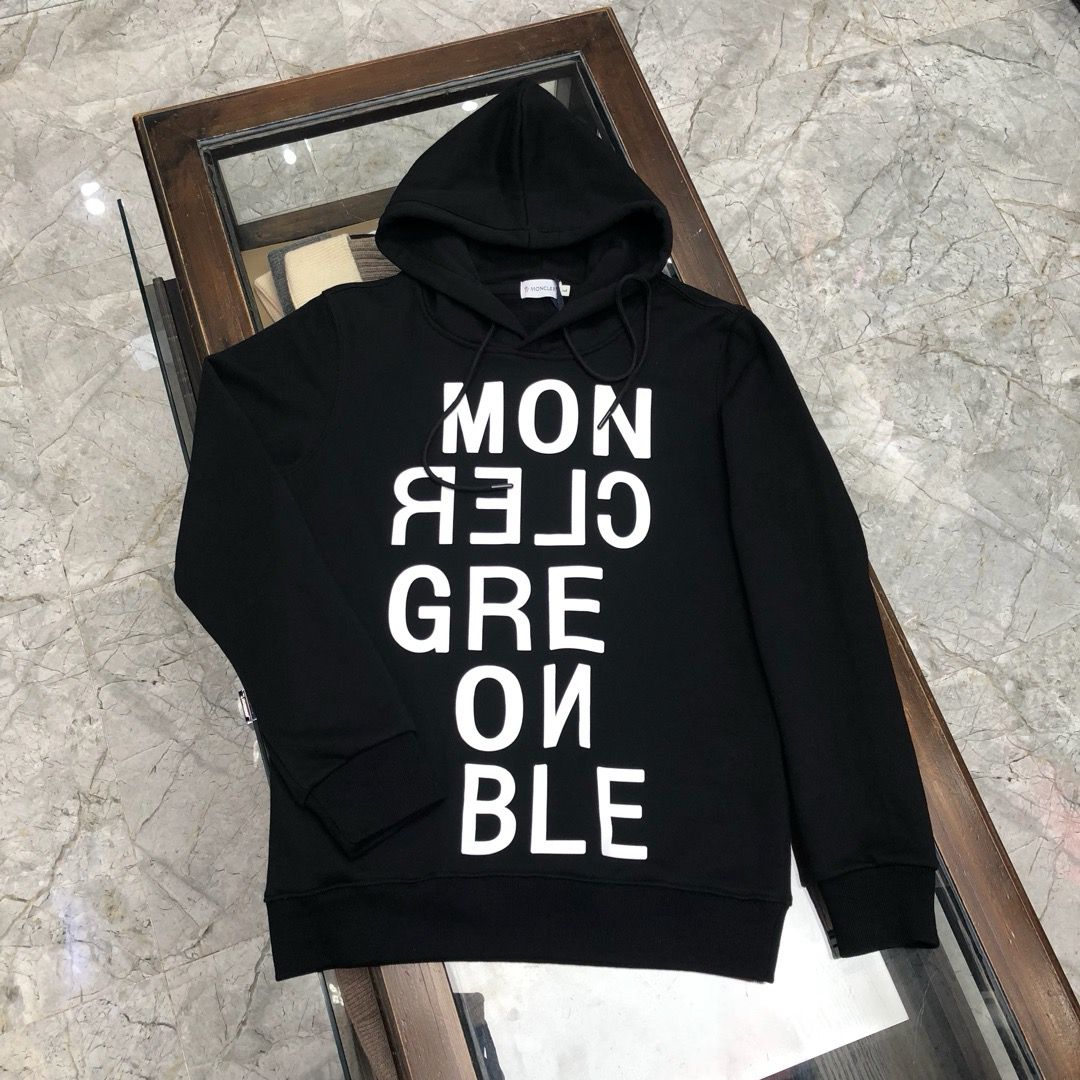 1:1 Version black with white full logo print hoodie