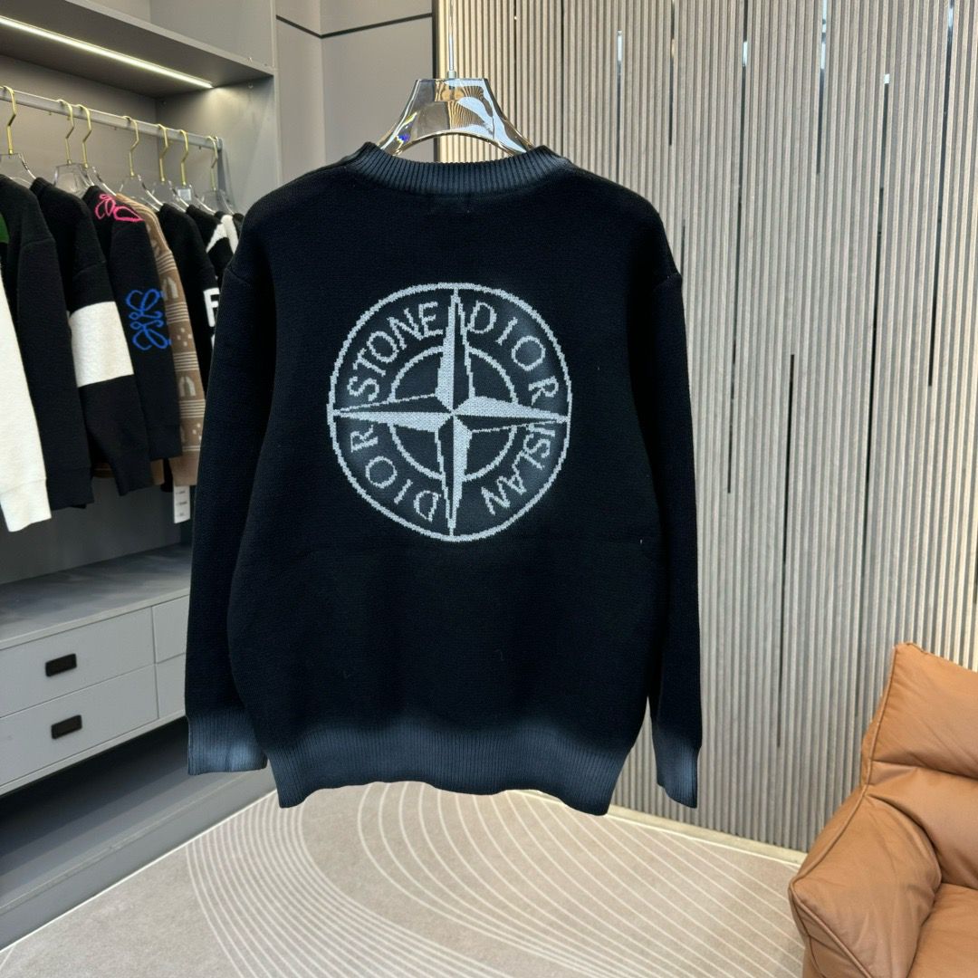 1:1 Top version new arrival D X STONE collab jacquard sweater