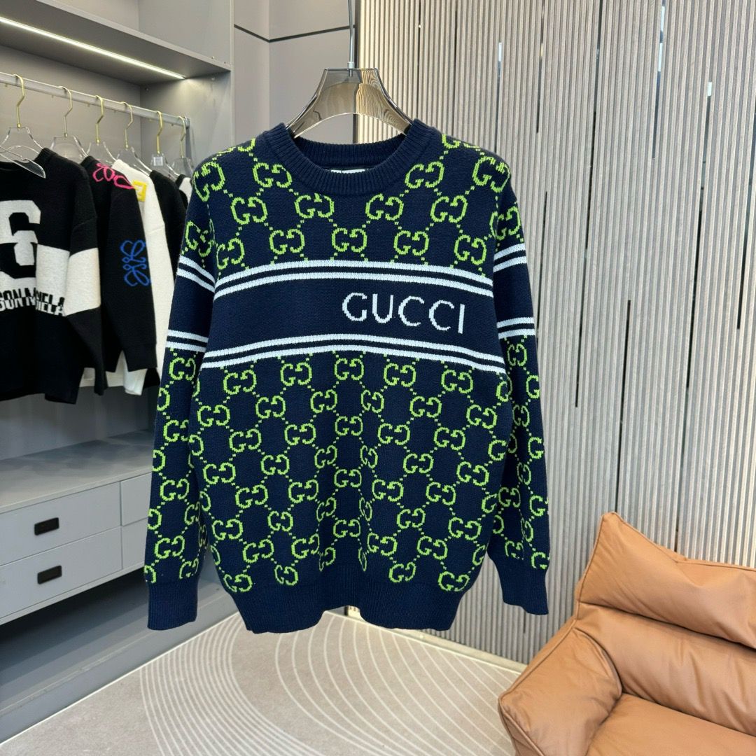 1:1 Top version new arrival jacquard green sweater