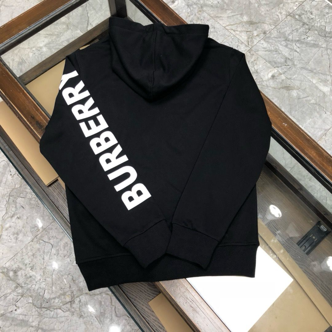 1:1 Version black with white logo on arms hoodie
