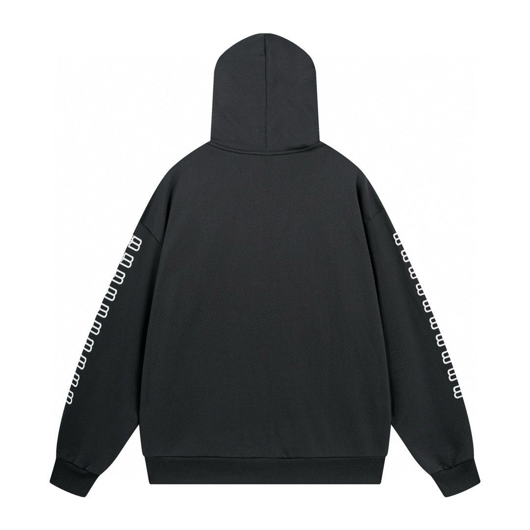 1:1 top version all black with white print logo hoodie