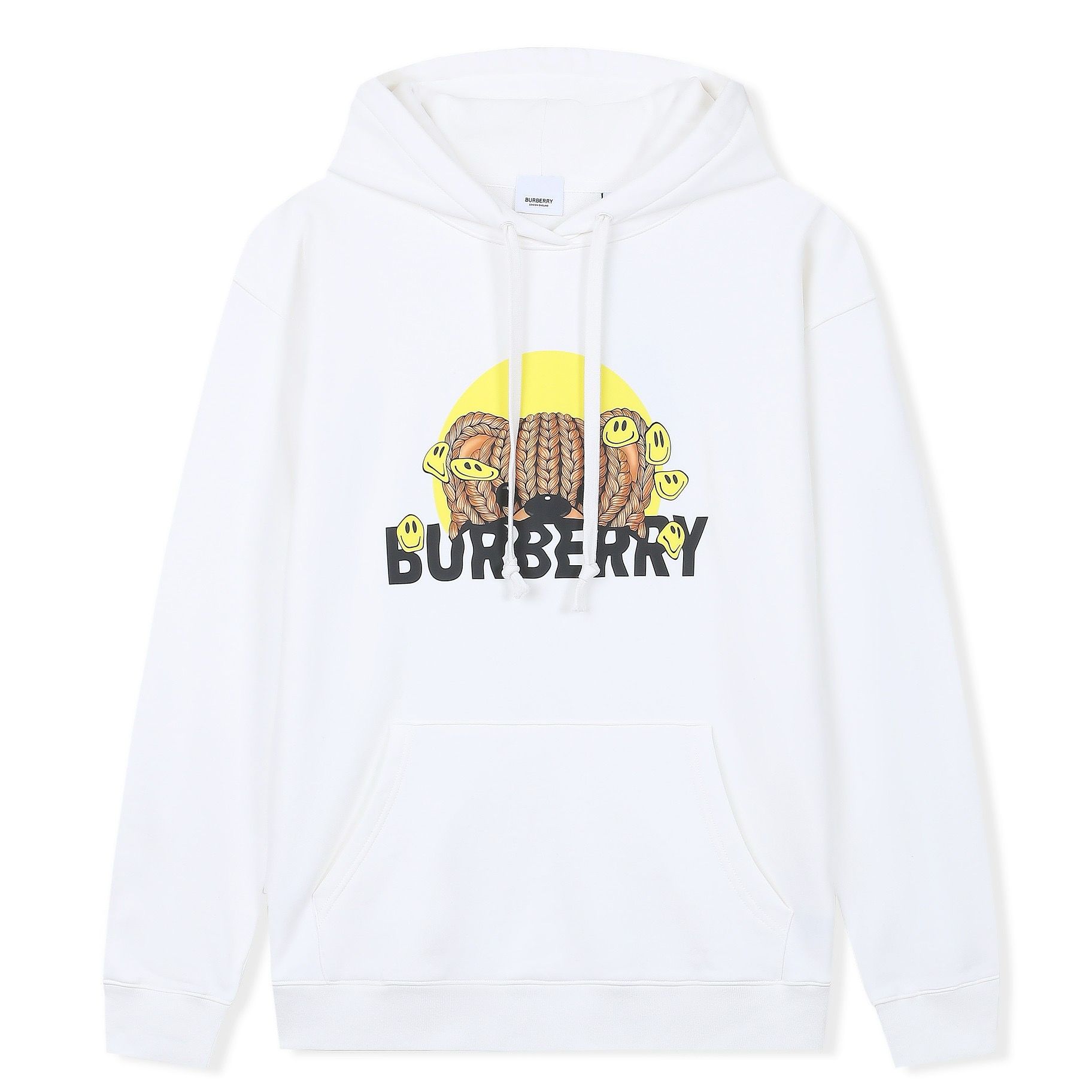 1:1 Version new arrival white with cute bear print hoodie