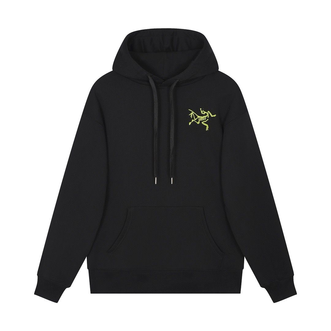 1:1 Verison new arrival black with green logo print hoodie