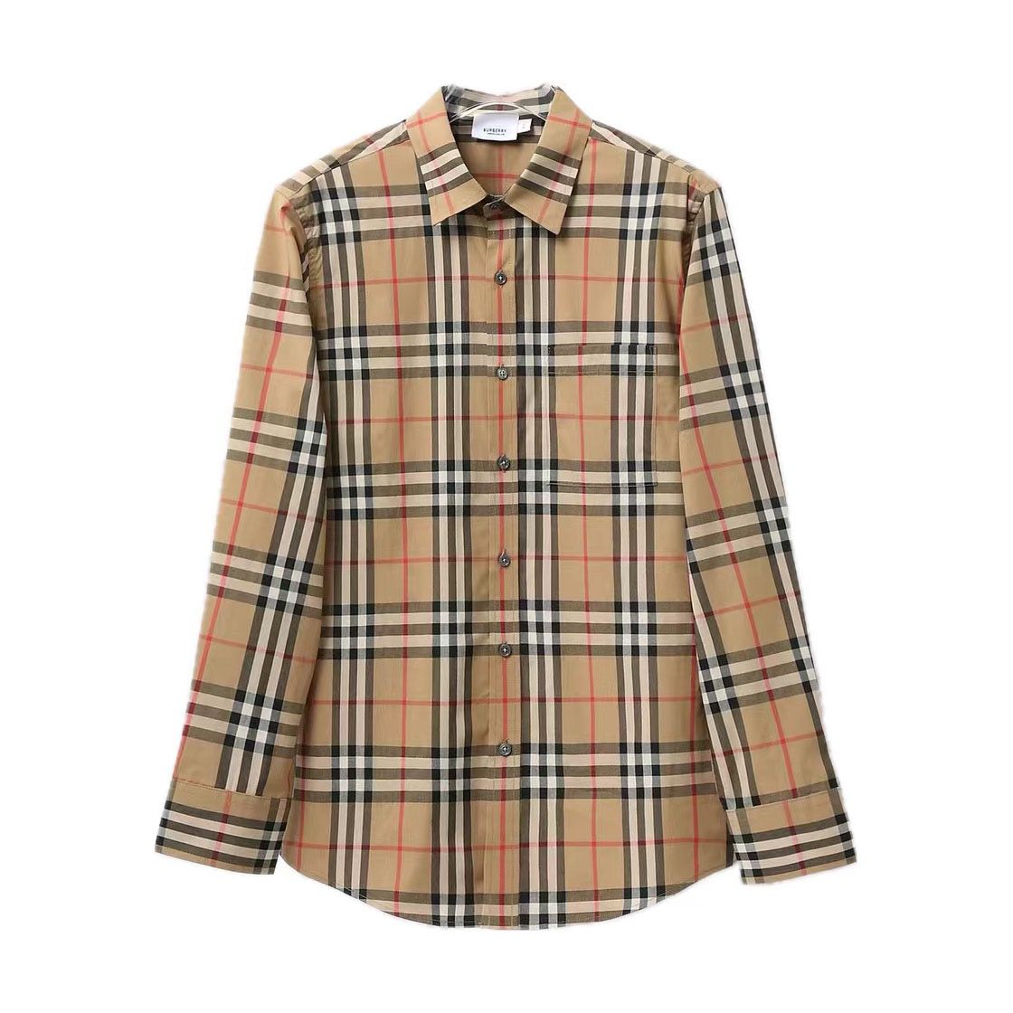 1:1 version classic brown plaid long sleeve shirt