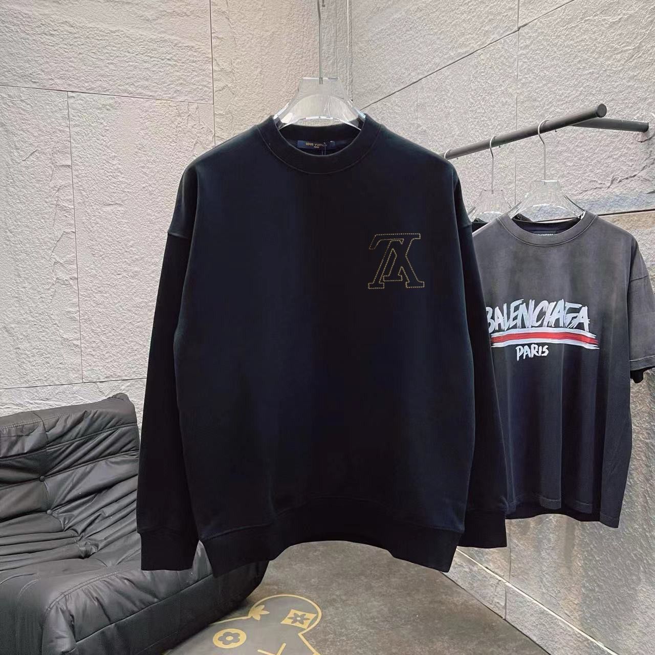 1:1 Version reversed logo print crewneck hoodie