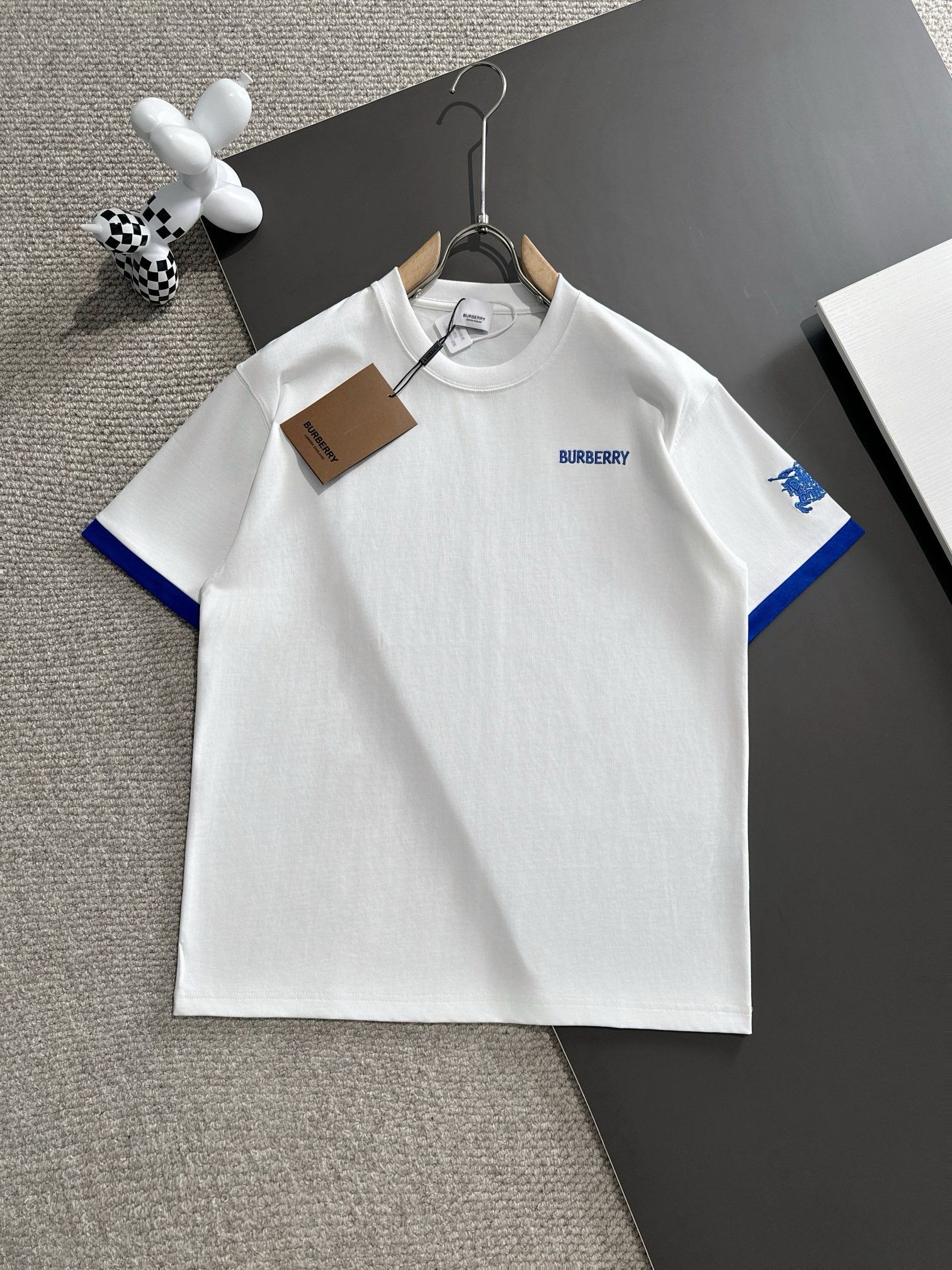 1:1 Version new blue embroidery logo tee