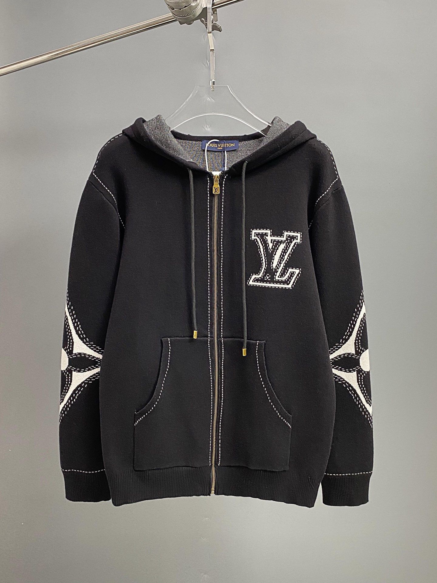 1:1 Top version Lycra wool jacquard new zipper sweater