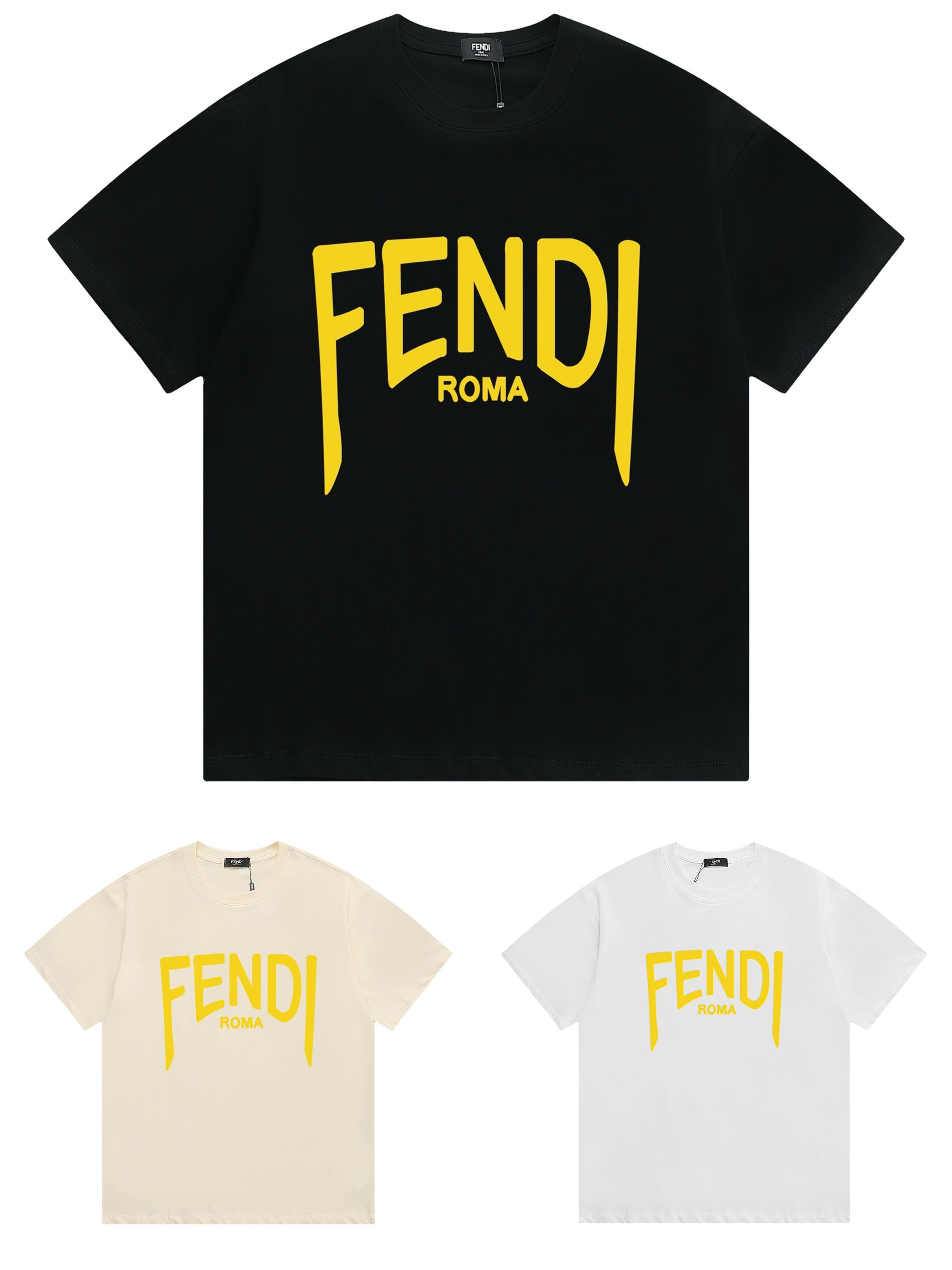1:1 Version new style basic color with yellow logo print tee