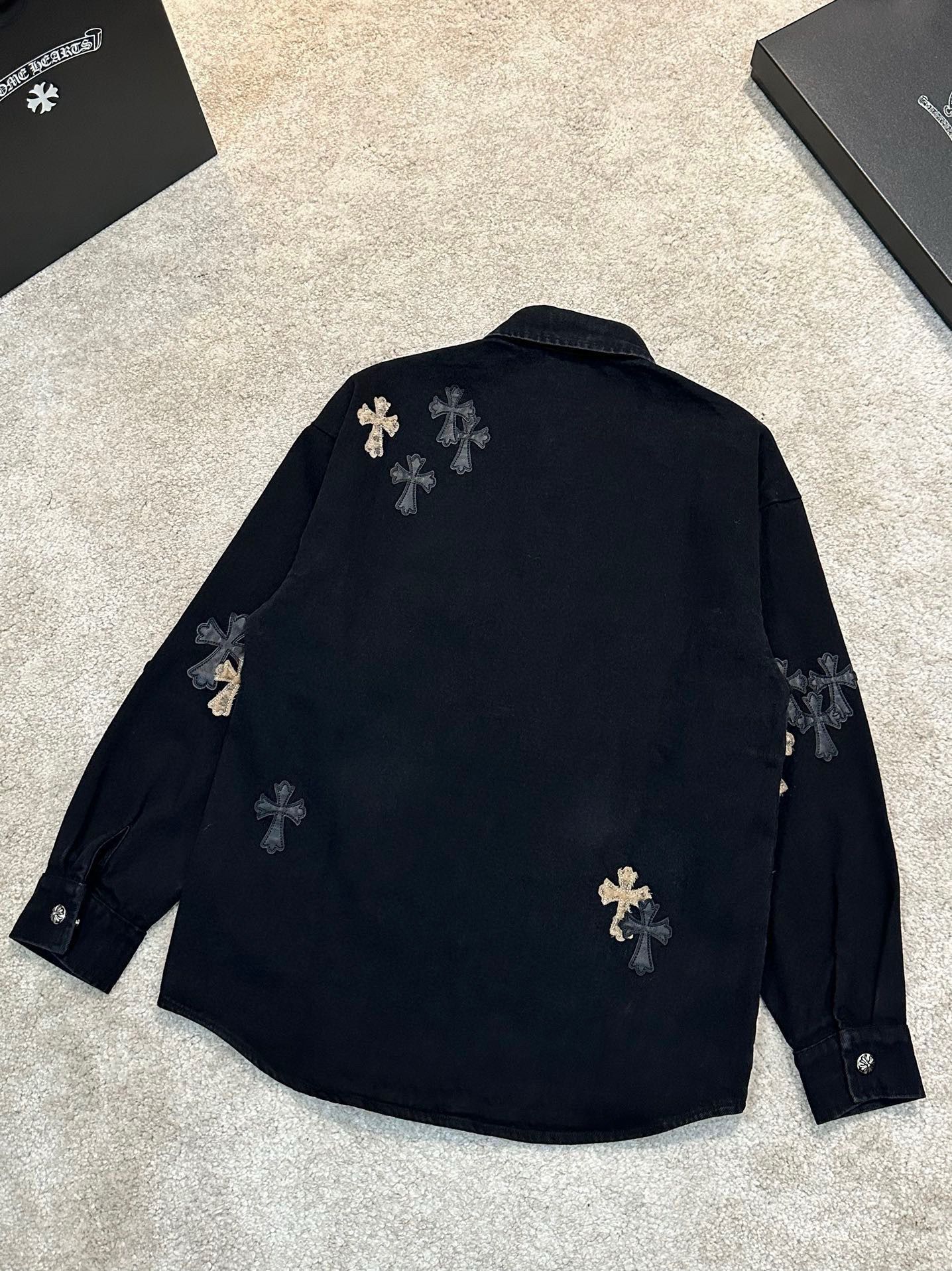 1:1 Version new leather embroidery denim jacket