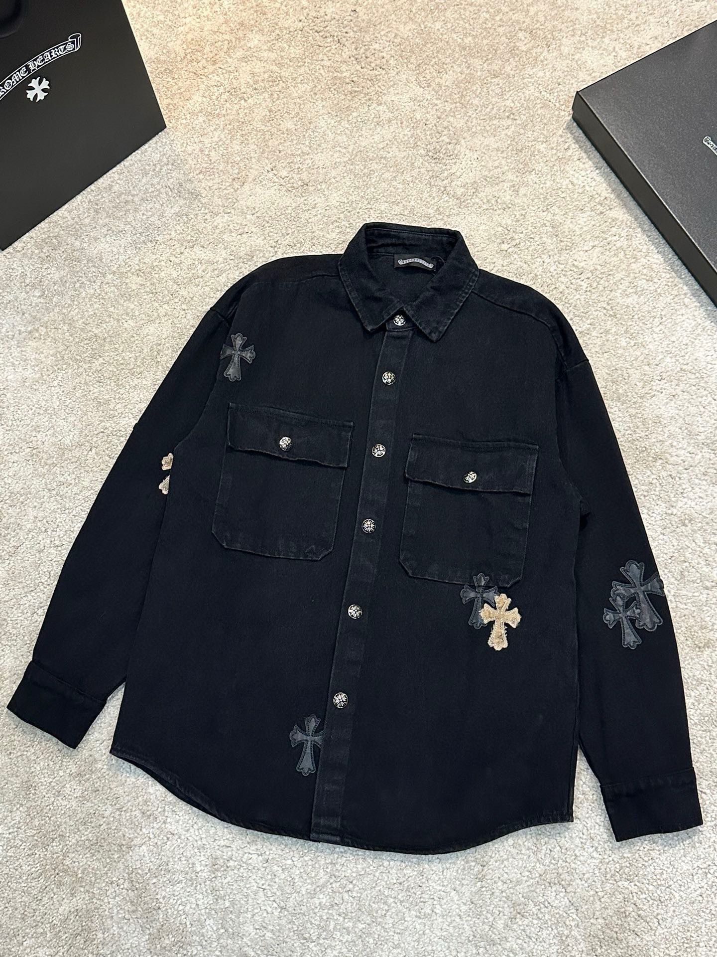 1:1 Version new leather embroidery denim jacket