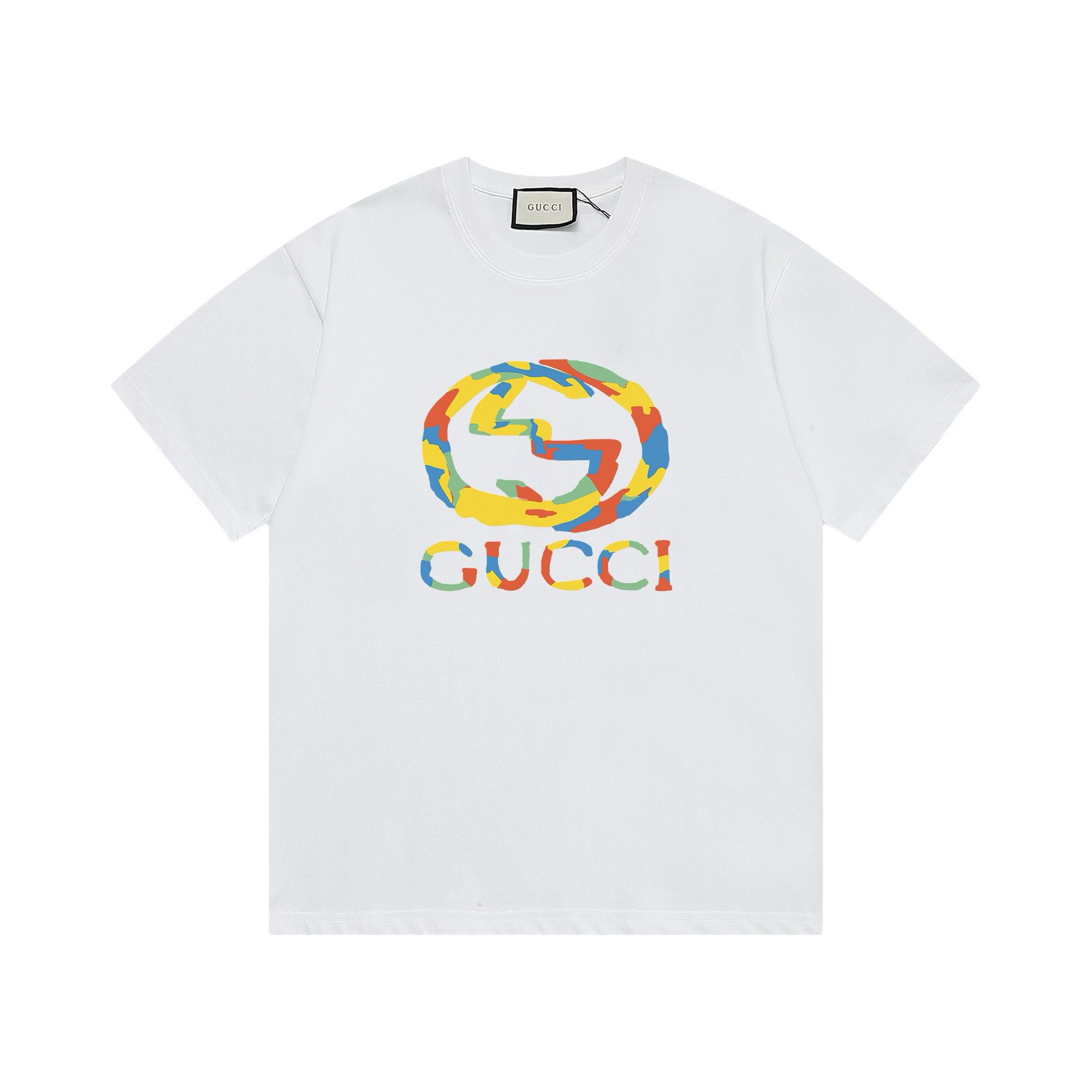 1:1 Version new arrival white color colorful logo print tee