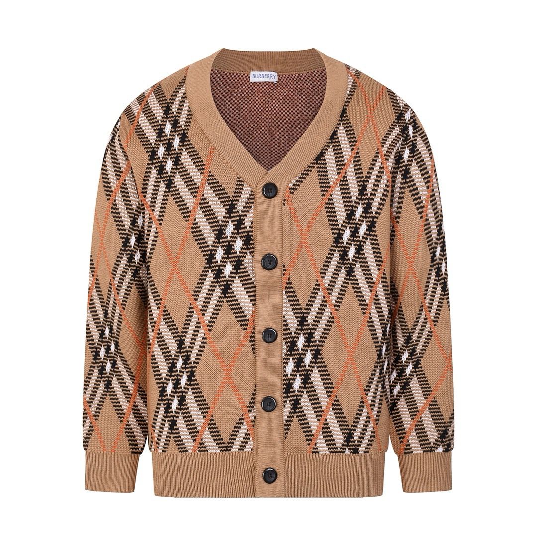 1:1 Version new arrvial classic brown plaid button sweater jacket
