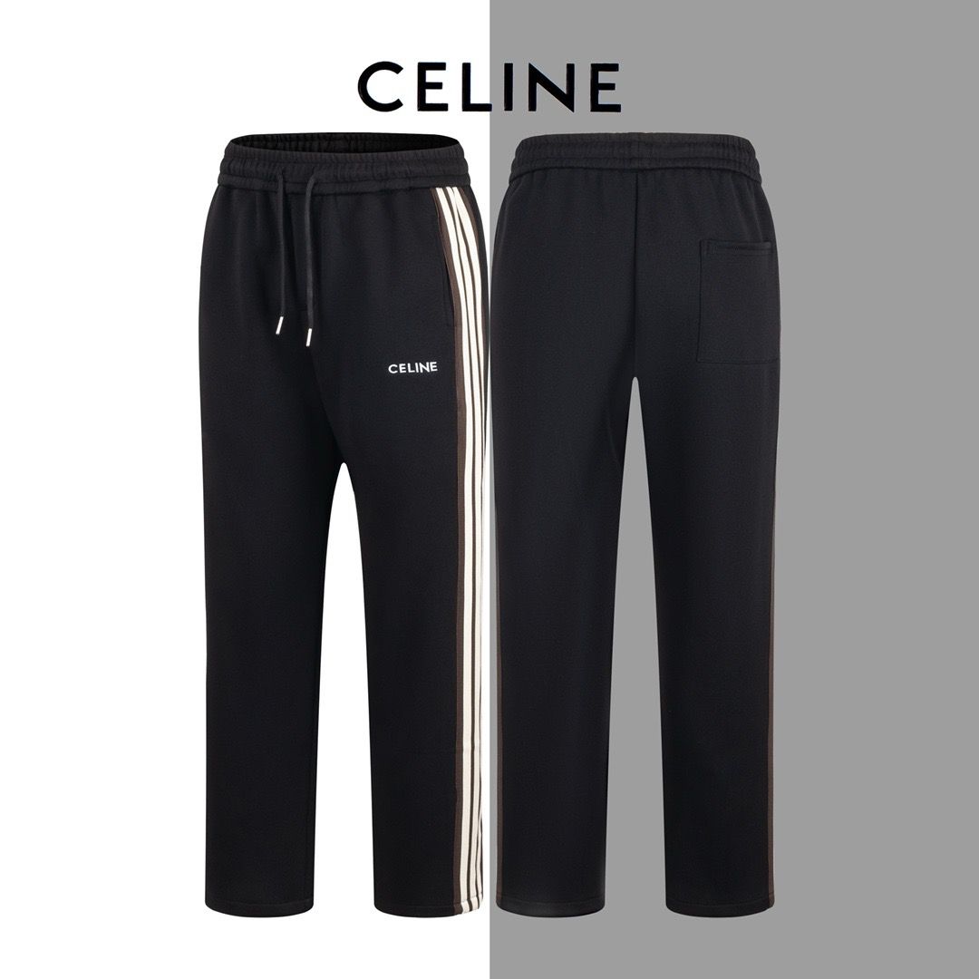 1:1 Version new arrival black with side stripes sweat pant