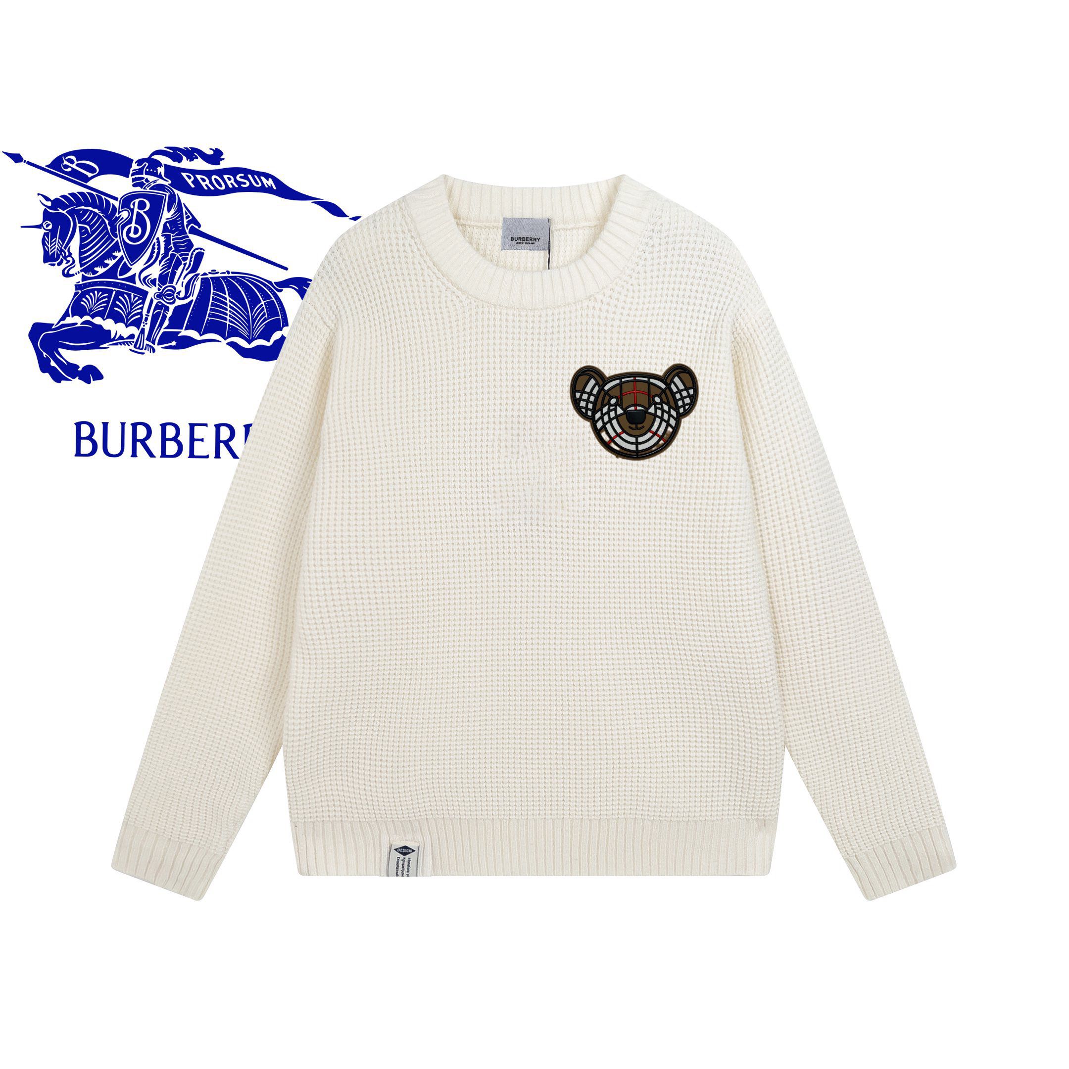 1:1 Verison new waffle bear embroidery crewneck sweater