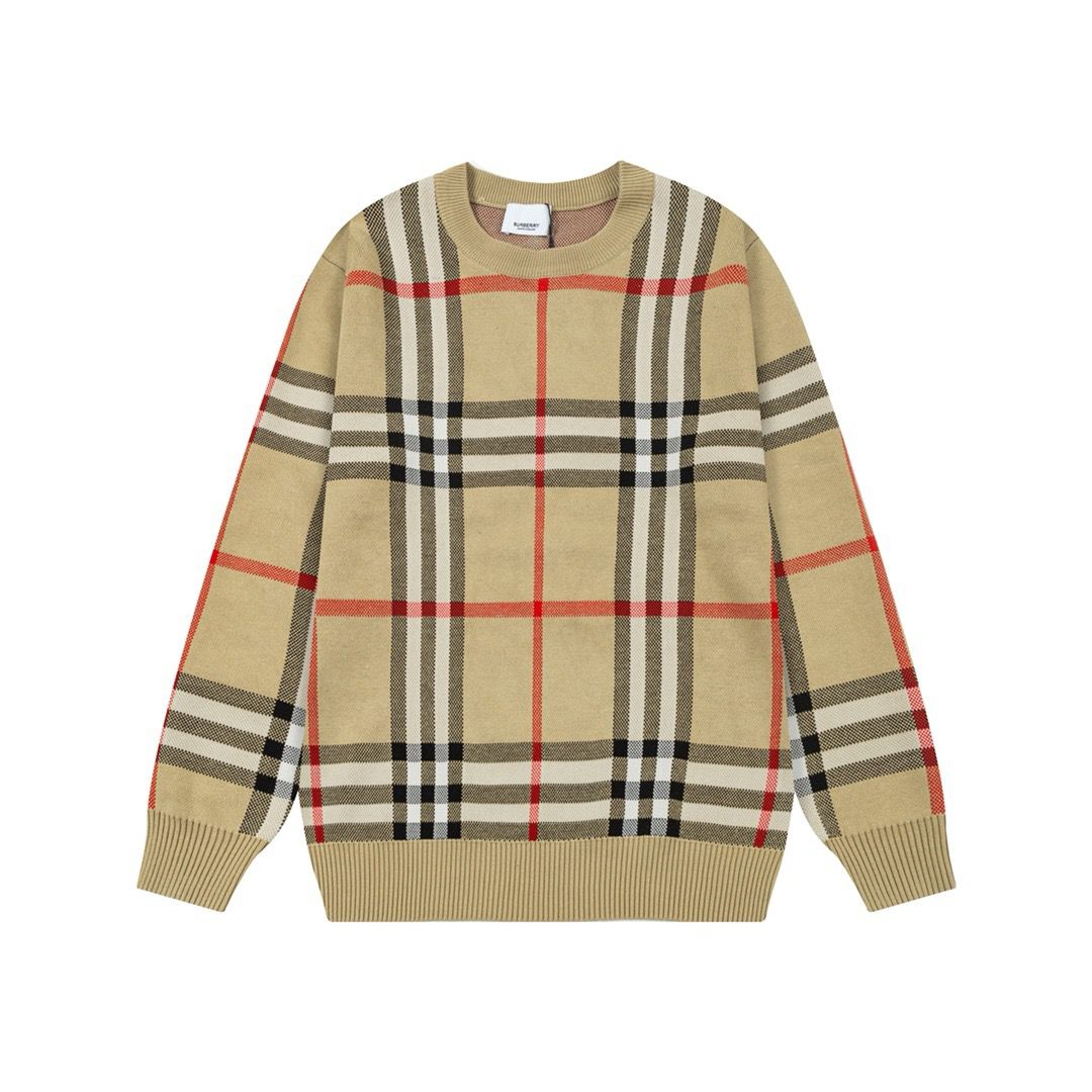 1:1 Version new arrival classic brown plaid sweater