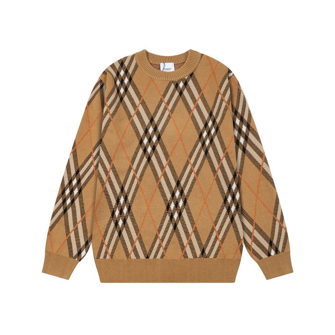 1:1 Version new arrival classic brown plaid sweater