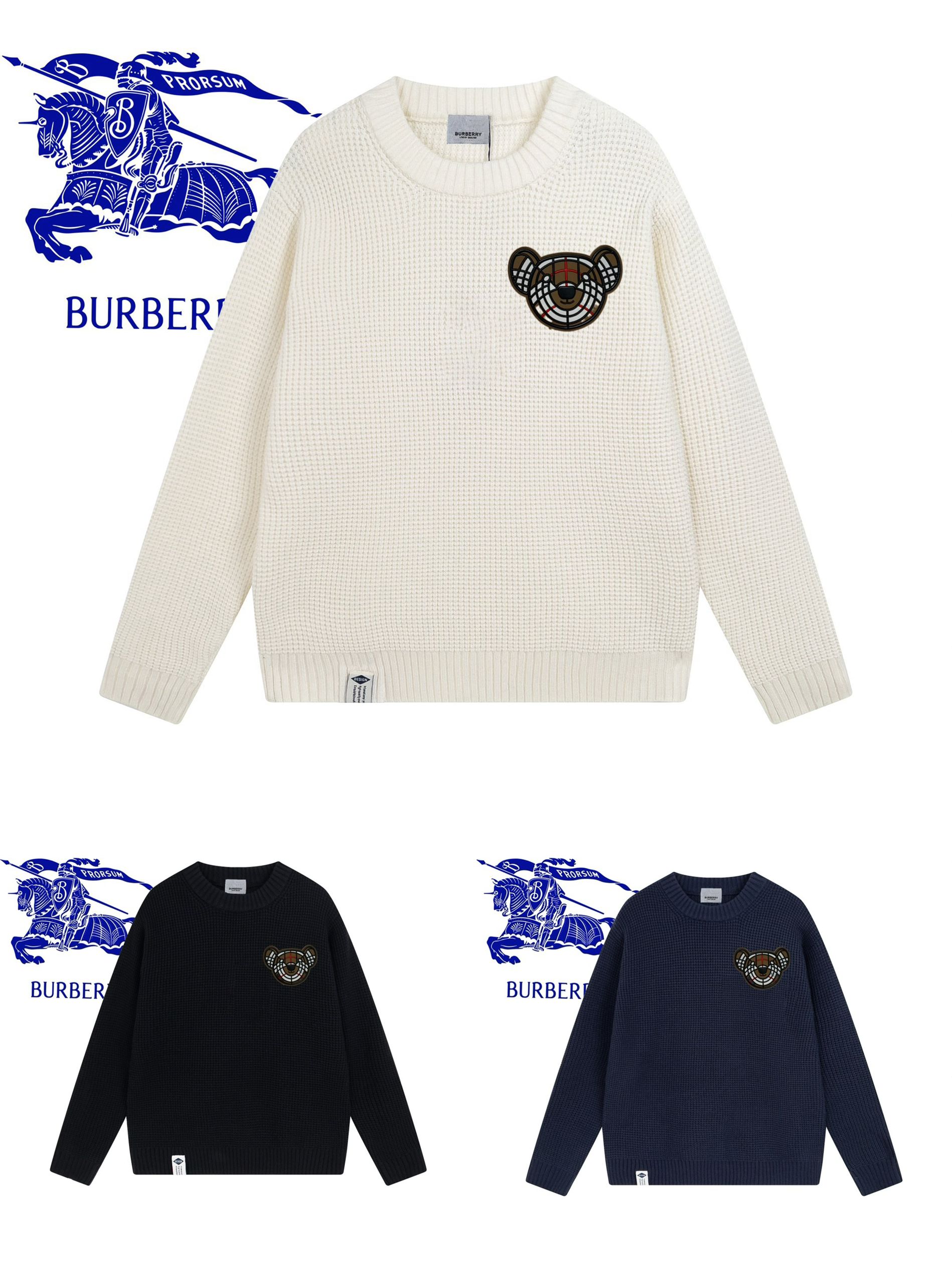 1:1 Verison new waffle bear embroidery crewneck sweater