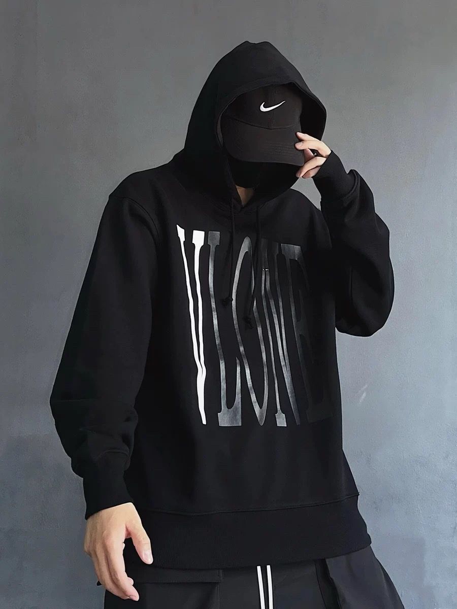 1:1 Version new arrival black with big white logo hoodie