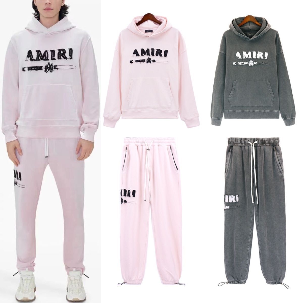 New arrival washing color simple hoodie pant tracksuit