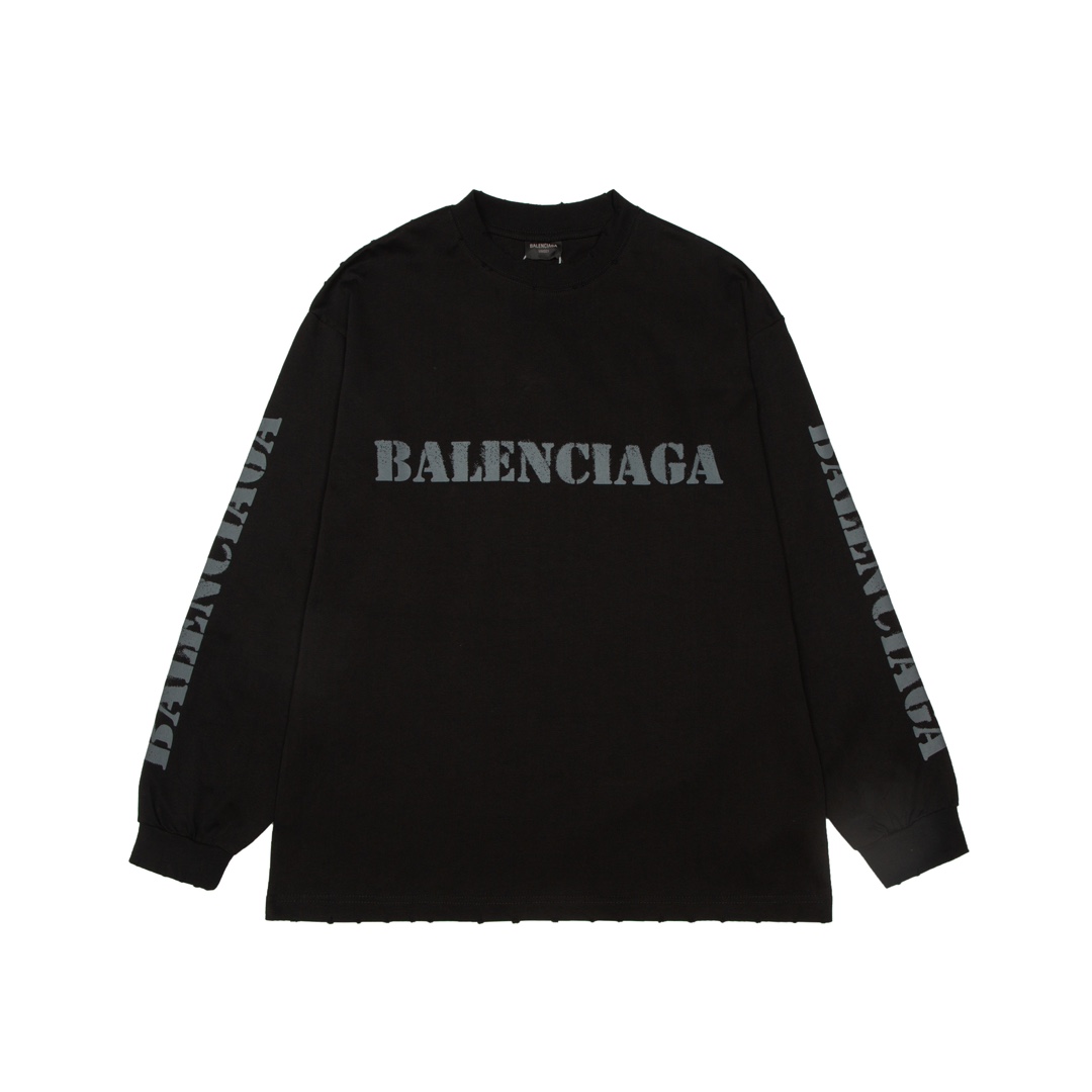 1:1 version New Arrival long sleeved  letters black T shirt