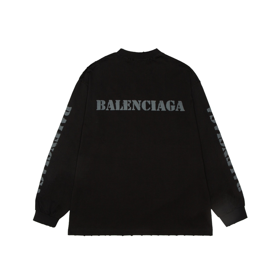 1:1 version New Arrival long sleeved  letters black T shirt