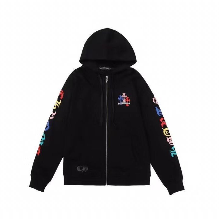 1:1 Version black with colorful cross logo zipper hoodie