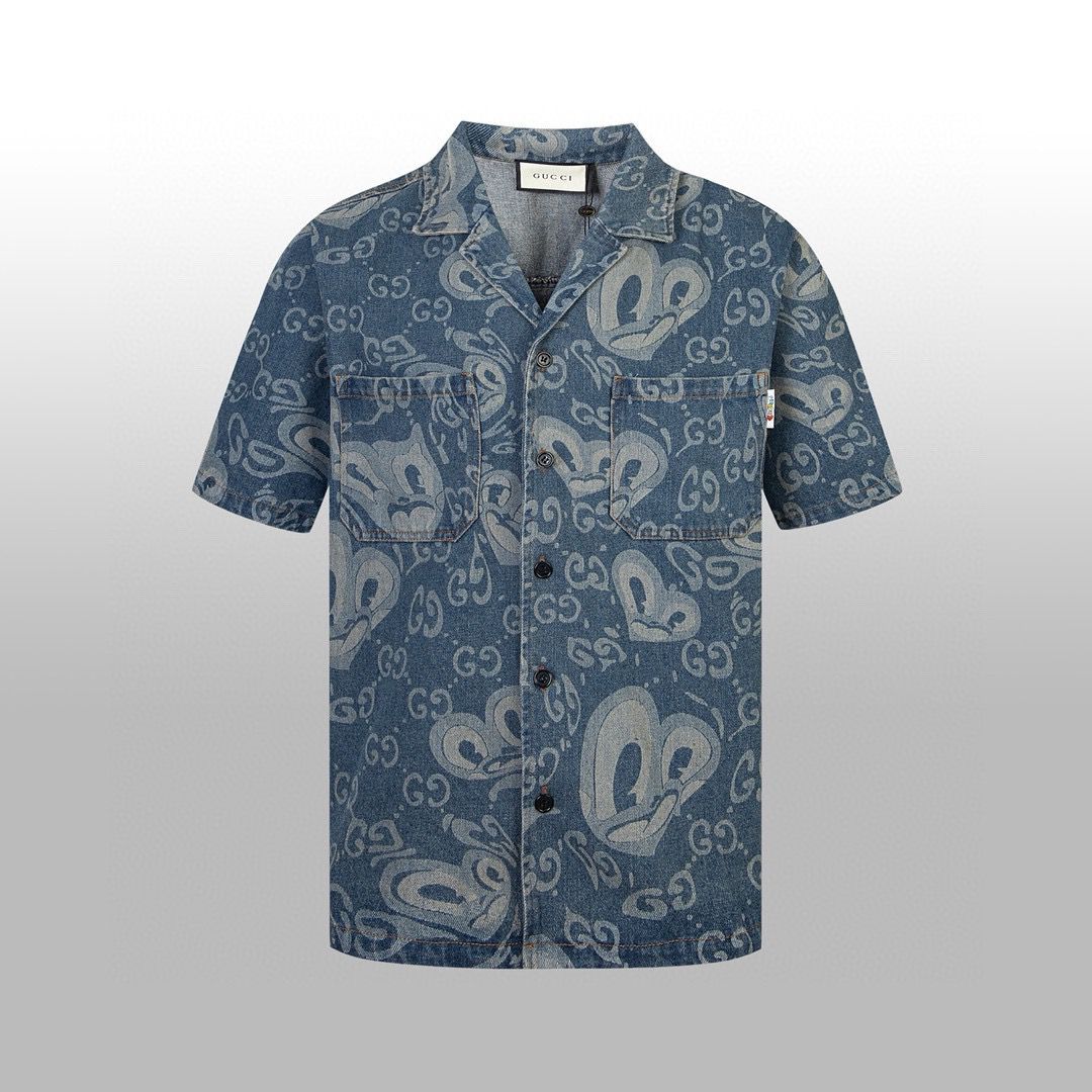 1:1 Top version new heavy jacquard denim shirt short set tracksuit