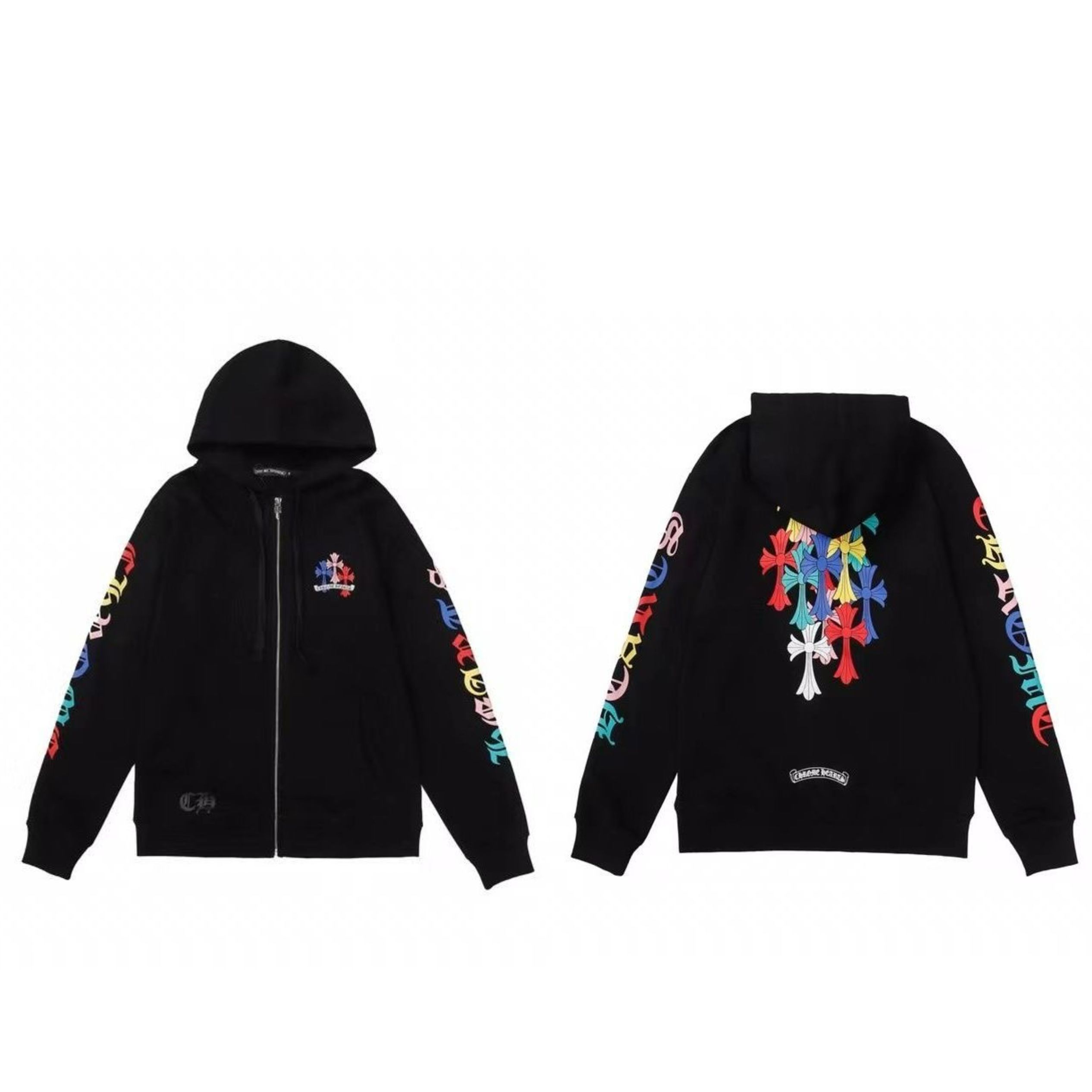 1:1 Version black with colorful cross logo zipper hoodie