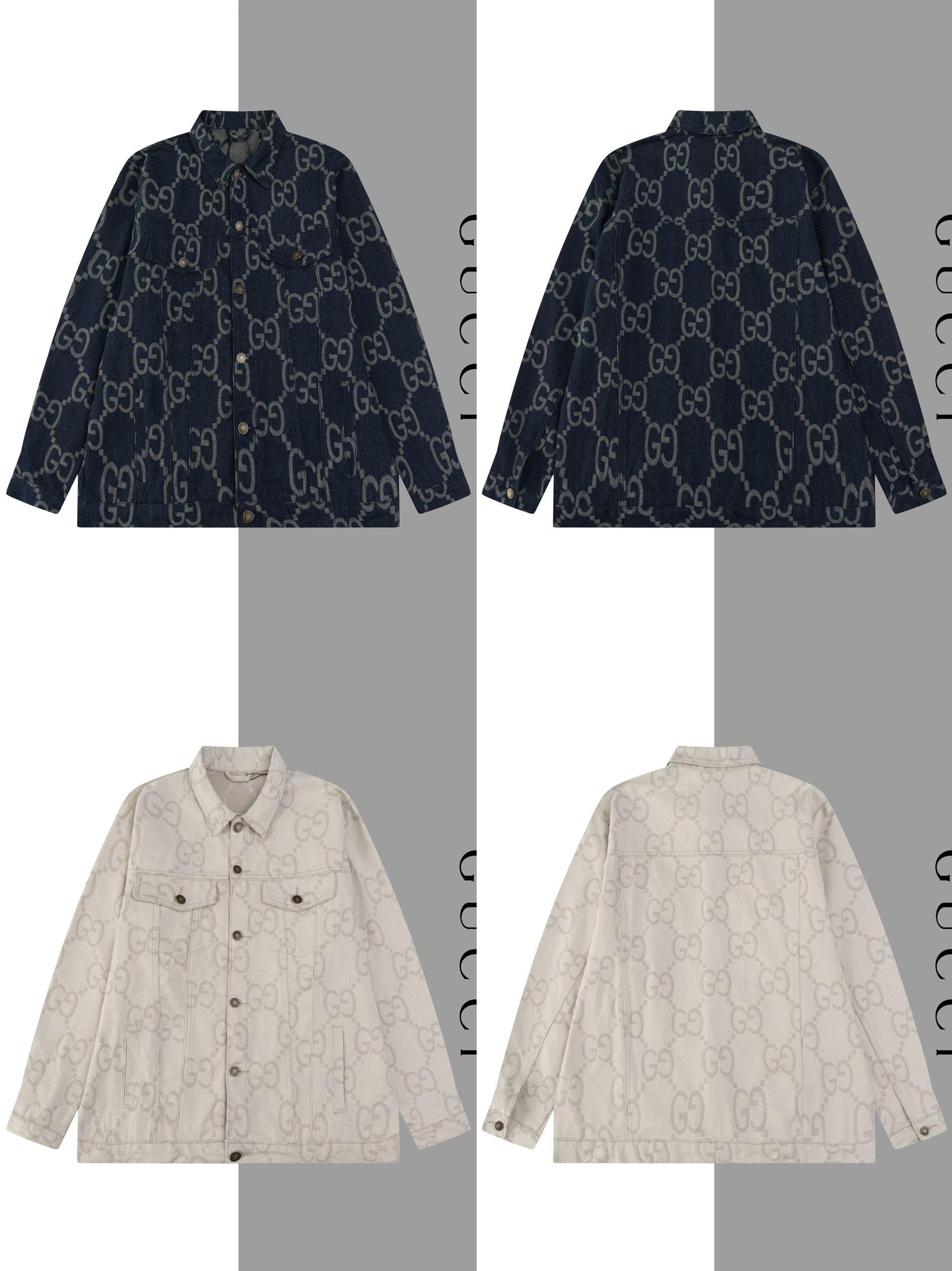 1:1 Version new jacquard full logo print denim jacket