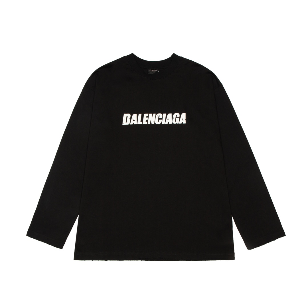 1:1 version New Arrival long sleeved  letters black T shirt