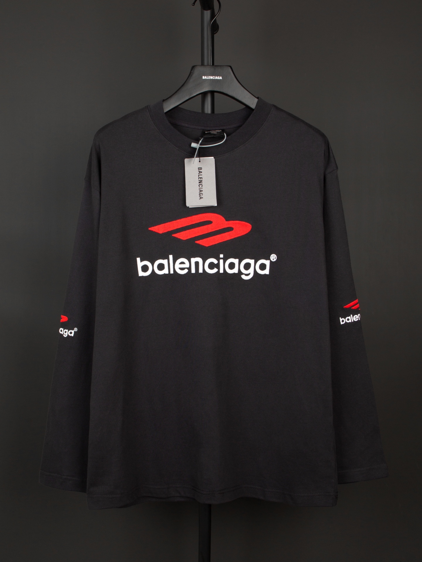 1:1 version New Arrival long sleeved 3M embroidery logo T shirt