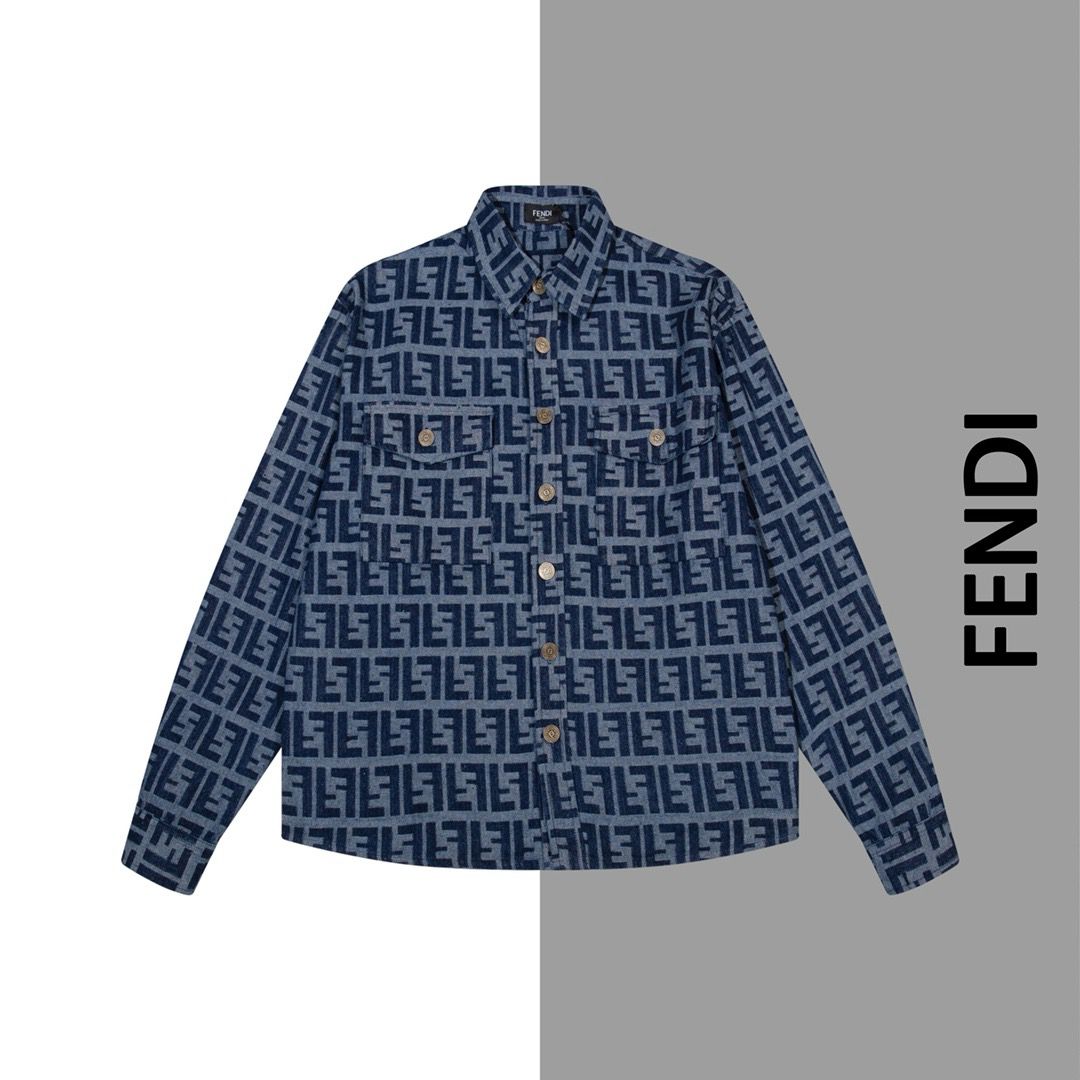 1:1 Version new arrival full logo print denim jacket