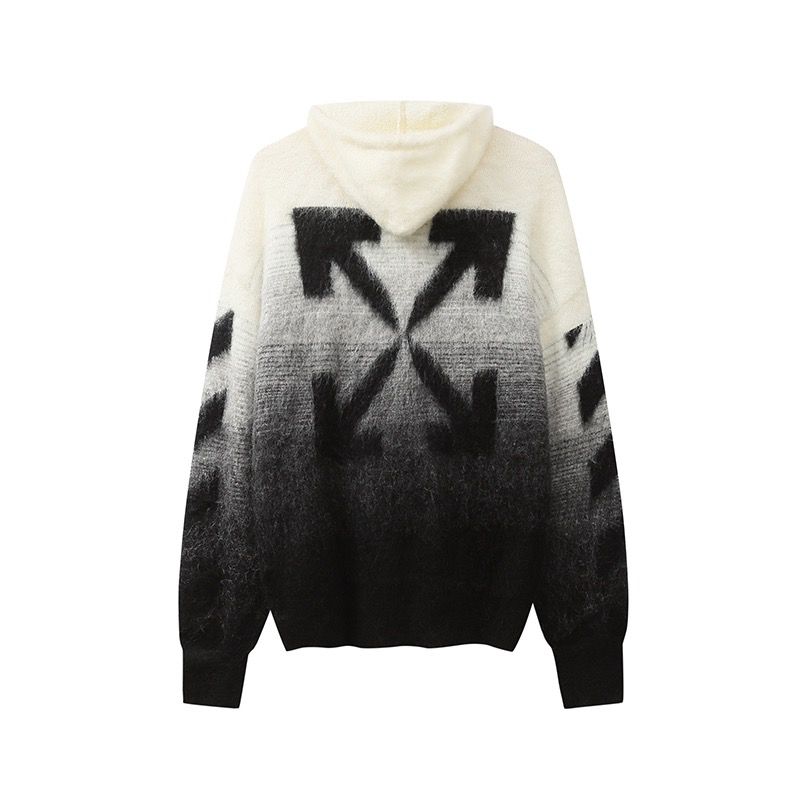 1:1 Version new arrival gradient black grey white sweater zip up hoodie